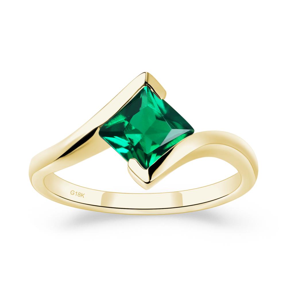Emerald Tension Setting Ring - LUO Jewelry #metal_18k yellow gold