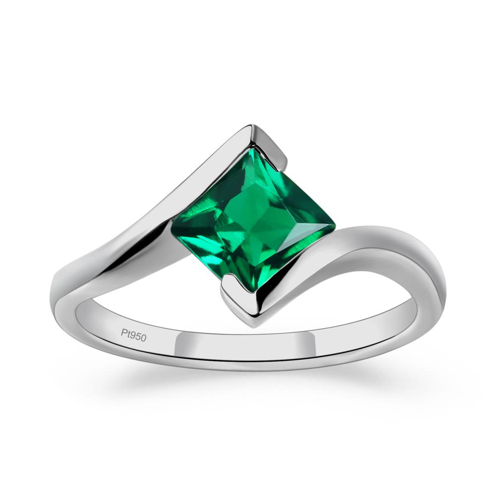 Emerald Tension Setting Ring - LUO Jewelry #metal_platinum
