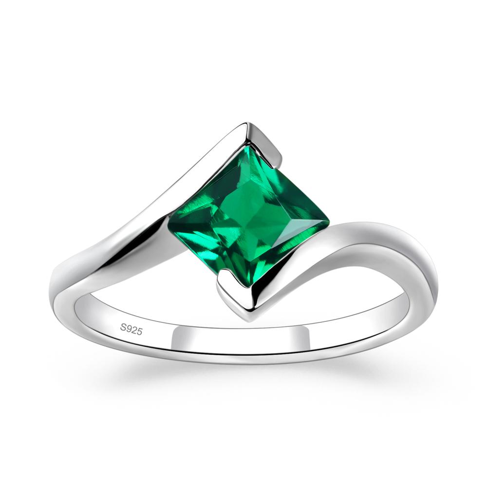 Emerald Tension Setting Ring - LUO Jewelry #metal_sterling silver