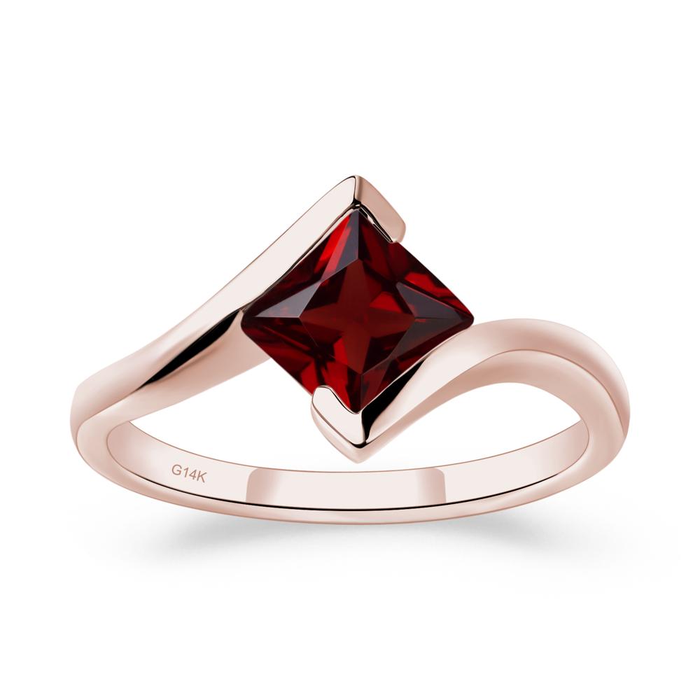 Garnet Tension Engagement Ring - LUO Jewelry #metal_14k rose gold