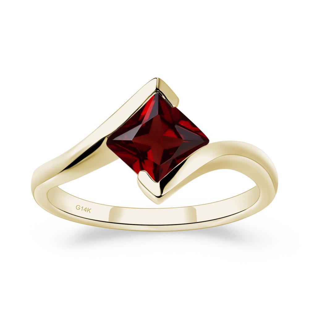 Garnet Tension Engagement Ring - LUO Jewelry #metal_14k yellow gold