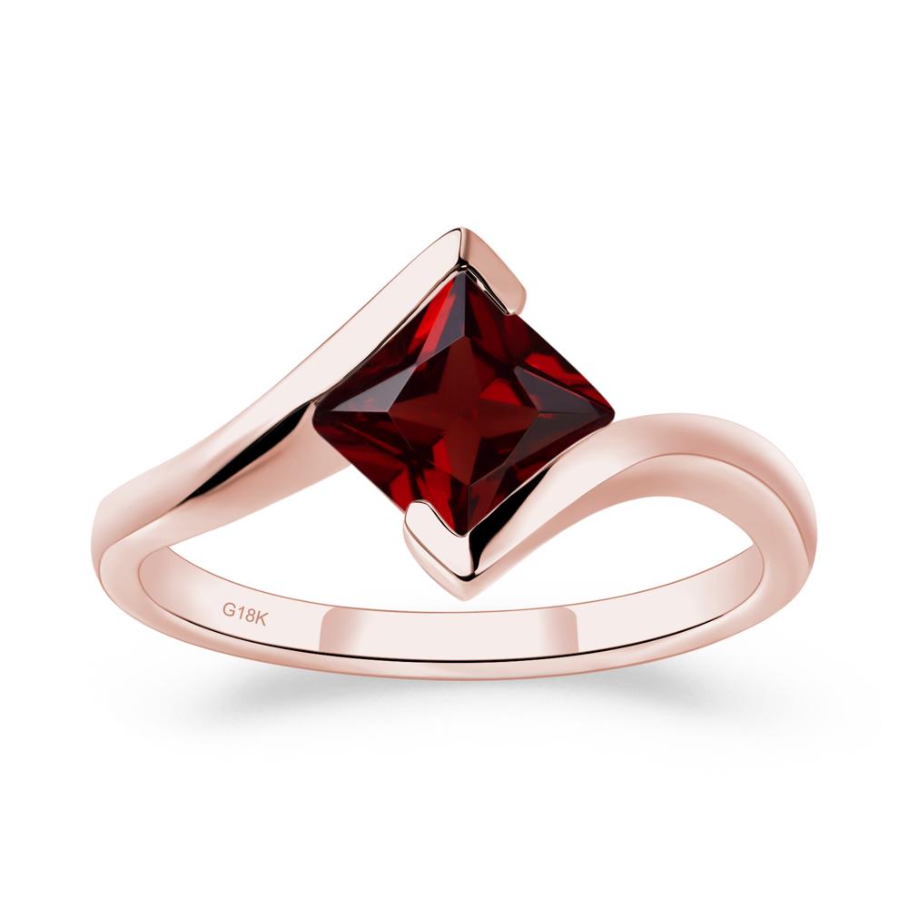 Garnet Tension Engagement Ring - LUO Jewelry #metal_18k rose gold