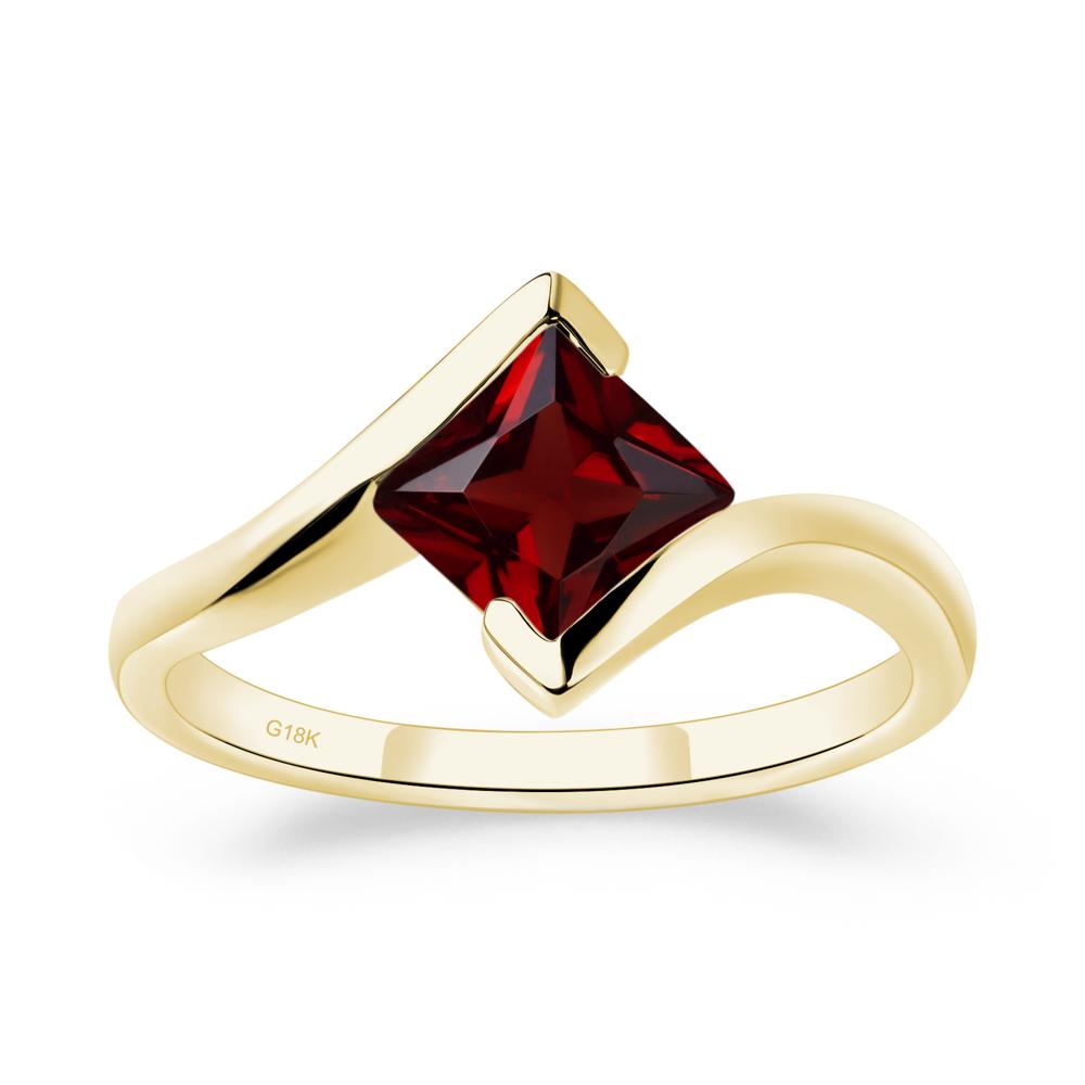 Garnet Tension Engagement Ring - LUO Jewelry #metal_18k yellow gold
