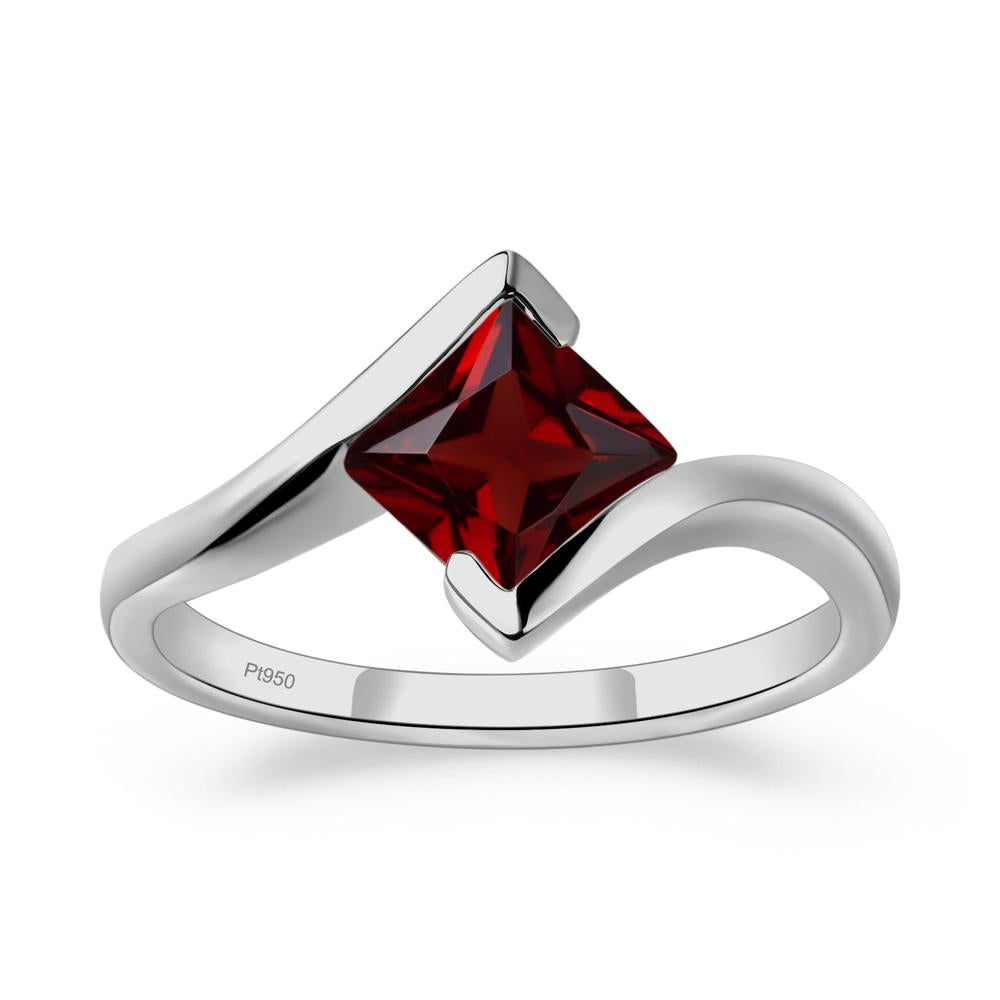 Garnet Tension Engagement Ring - LUO Jewelry #metal_platinum