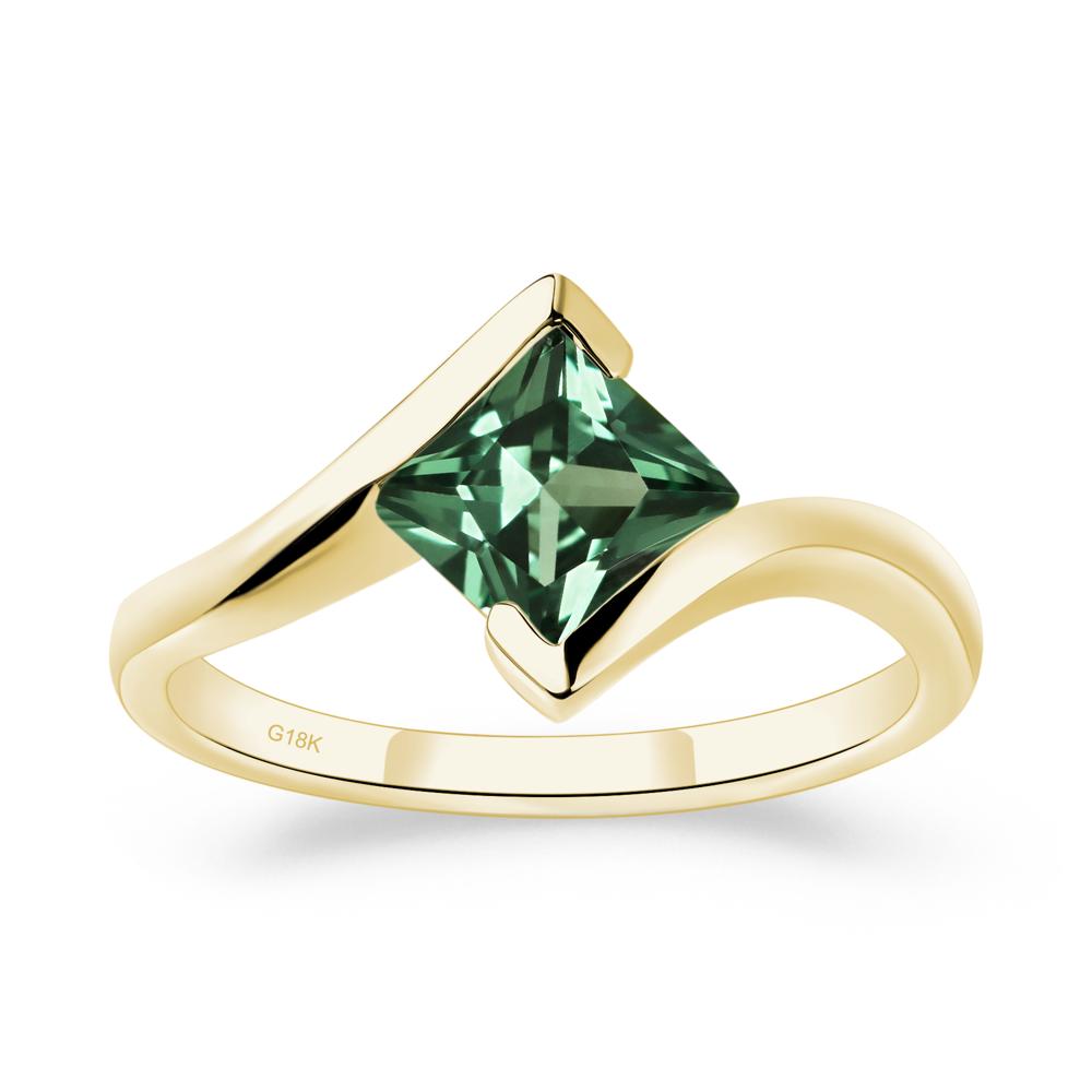 Princess Cut Green Sapphire Bypass Ring - LUO Jewelry #metal_18k yellow gold