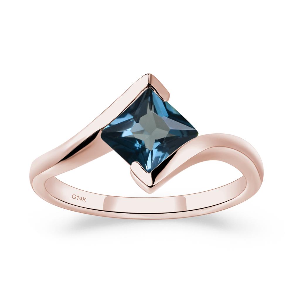 London Blue Topaz Tension Setting Ring - LUO Jewelry #metal_14k rose gold