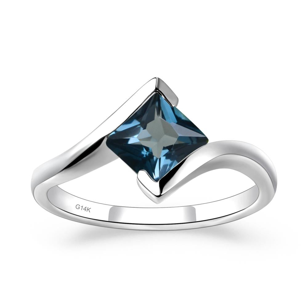 London Blue Topaz Tension Setting Ring - LUO Jewelry #metal_14k white gold