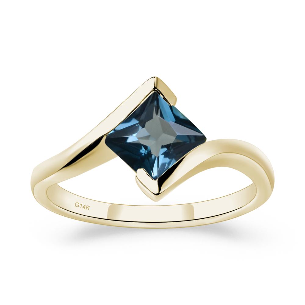 London Blue Topaz Tension Setting Ring - LUO Jewelry #metal_14k yellow gold