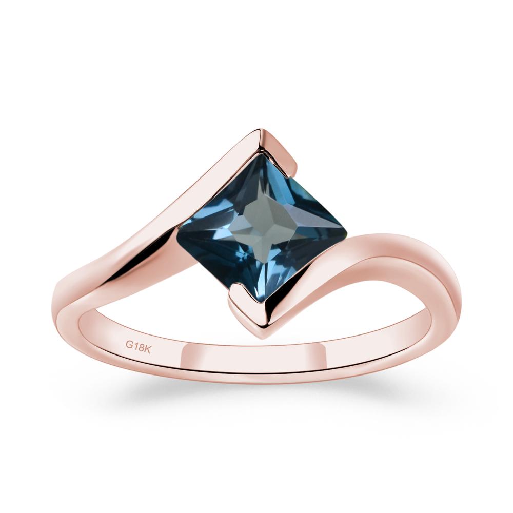 London Blue Topaz Tension Setting Ring - LUO Jewelry #metal_18k rose gold
