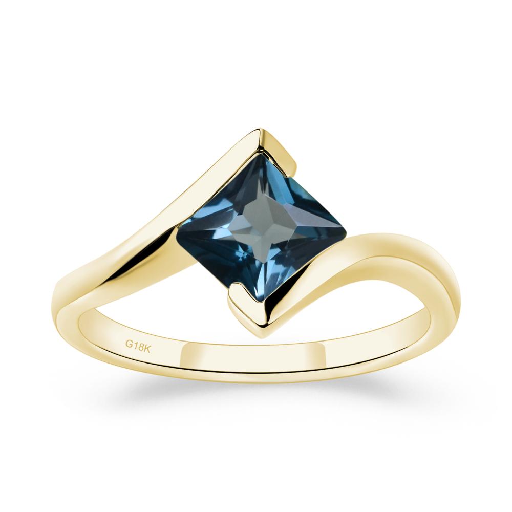 London Blue Topaz Tension Setting Ring - LUO Jewelry #metal_18k yellow gold