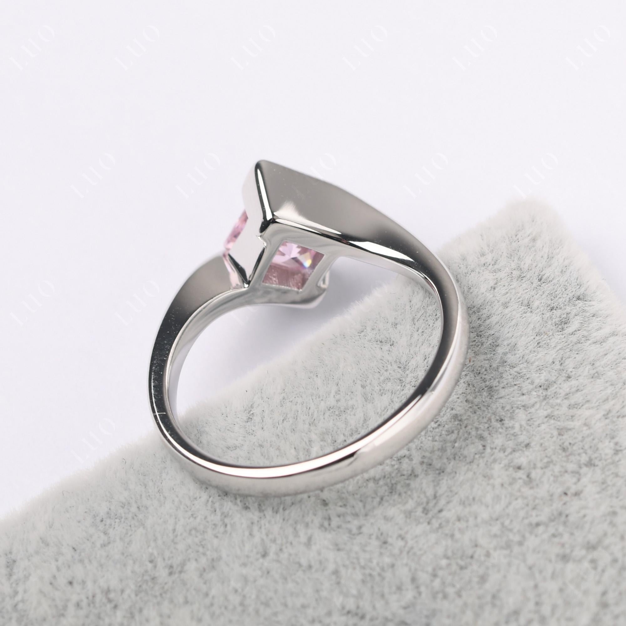 Pink Cubic Zirconia Tension Engagement Ring - LUO Jewelry