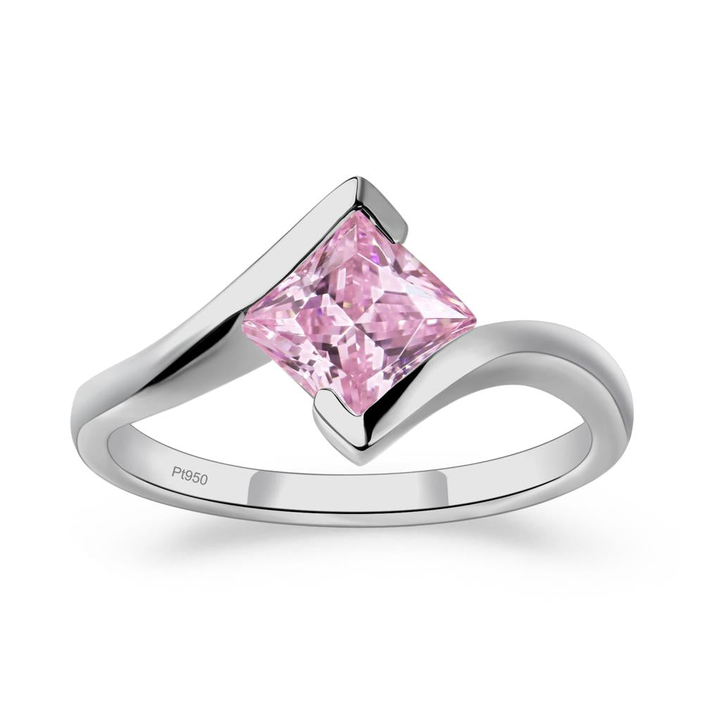 Pink Cubic Zirconia Tension Engagement Ring - LUO Jewelry #metal_platinum