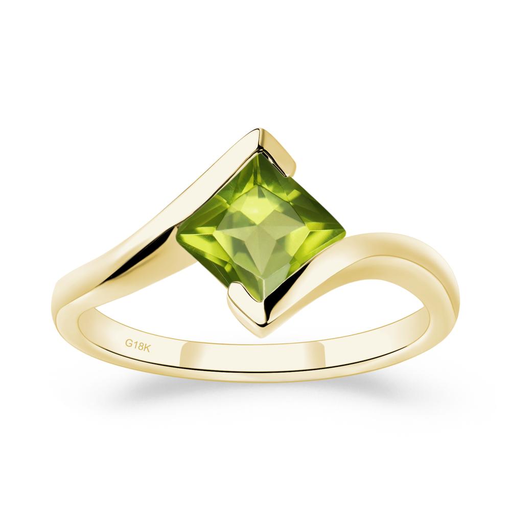 Princess Cut Peridot Bypass Ring - LUO Jewelry #metal_18k yellow gold