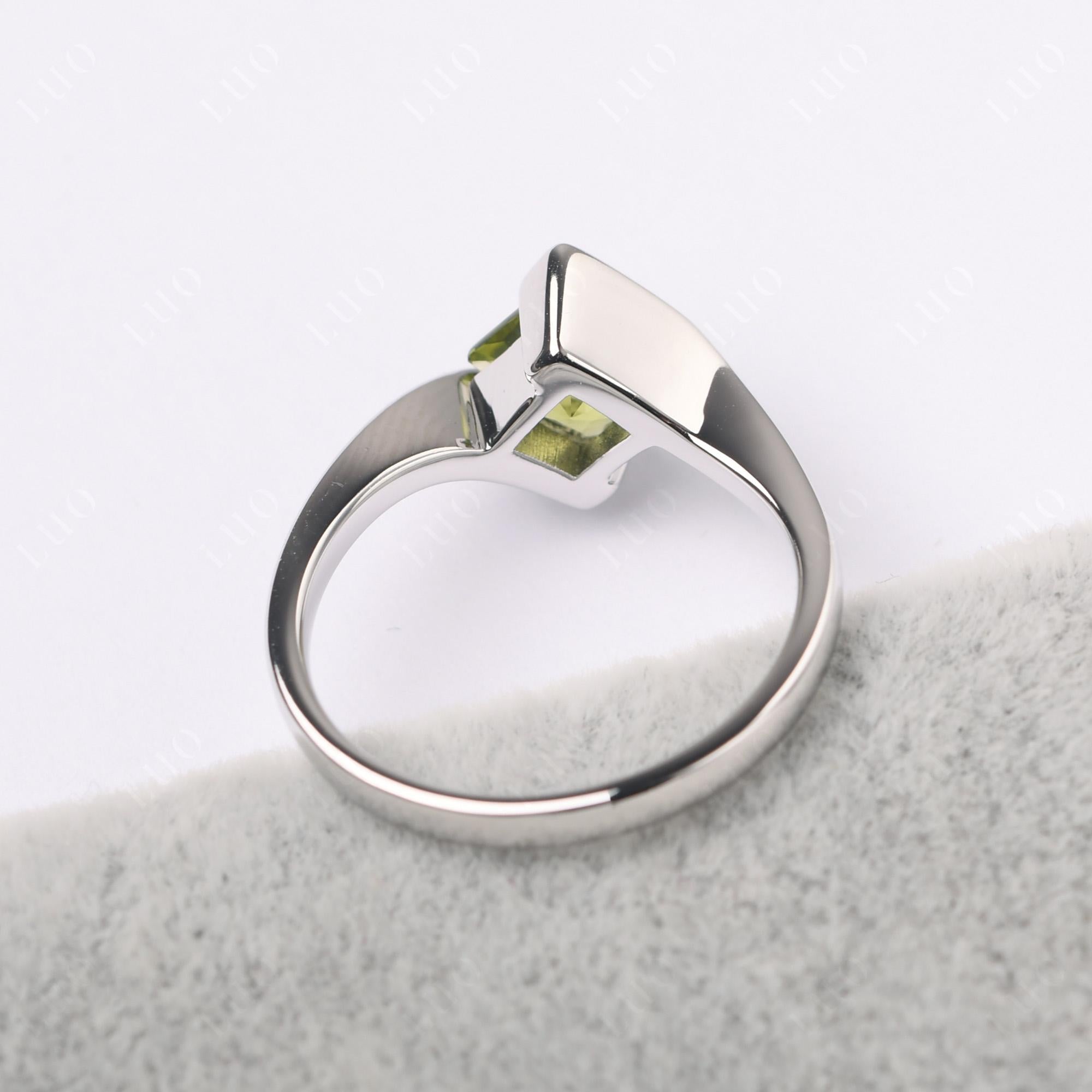 Princess Cut Peridot Bypass Ring - LUO Jewelry