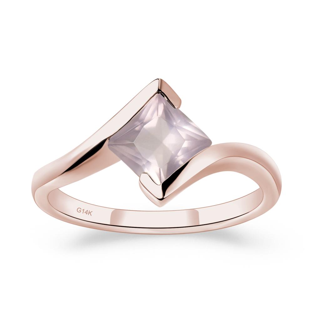 Rose Quartz Tension Setting Ring - LUO Jewelry #metal_14k rose gold