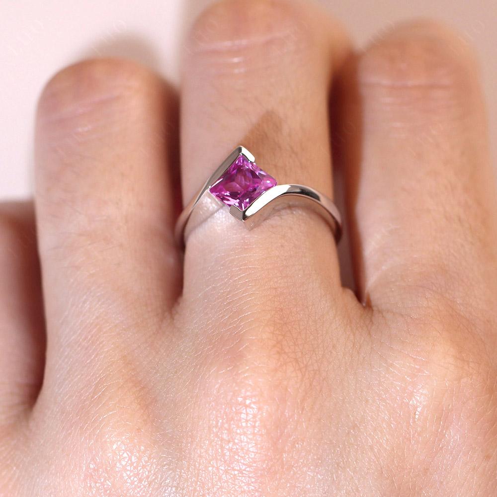 Pink Sapphire Tension Engagement Ring - LUO Jewelry
