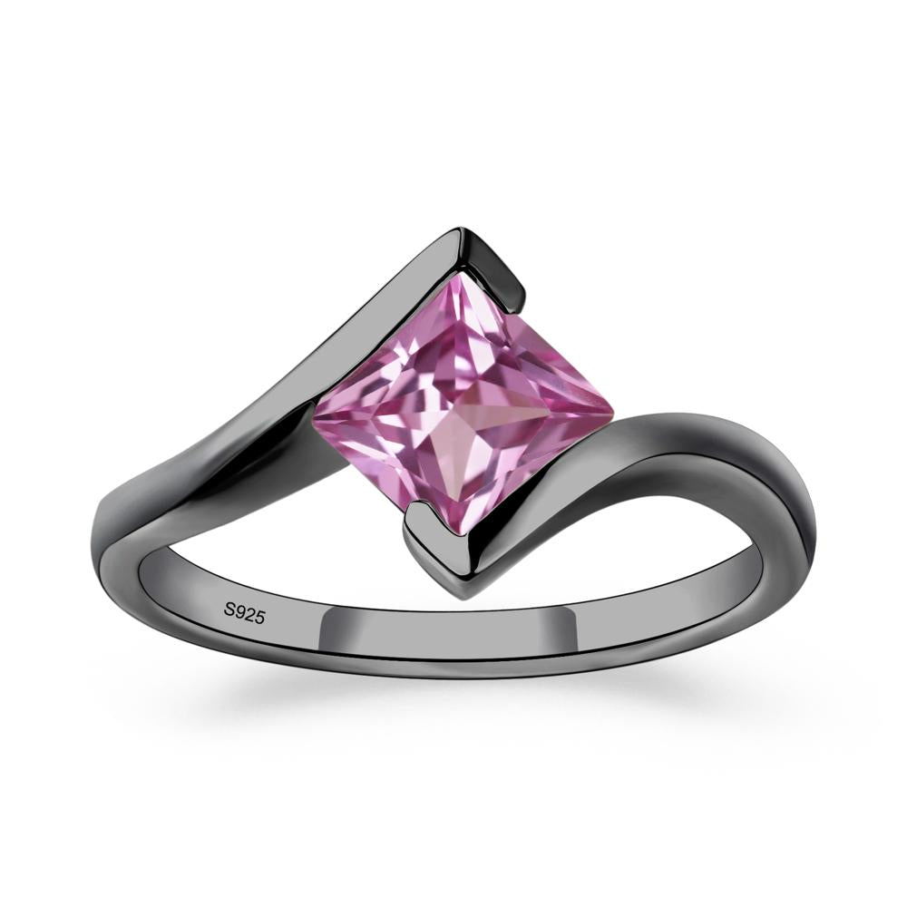 Pink Sapphire Tension Engagement Ring - LUO Jewelry #metal_black finish sterling silver