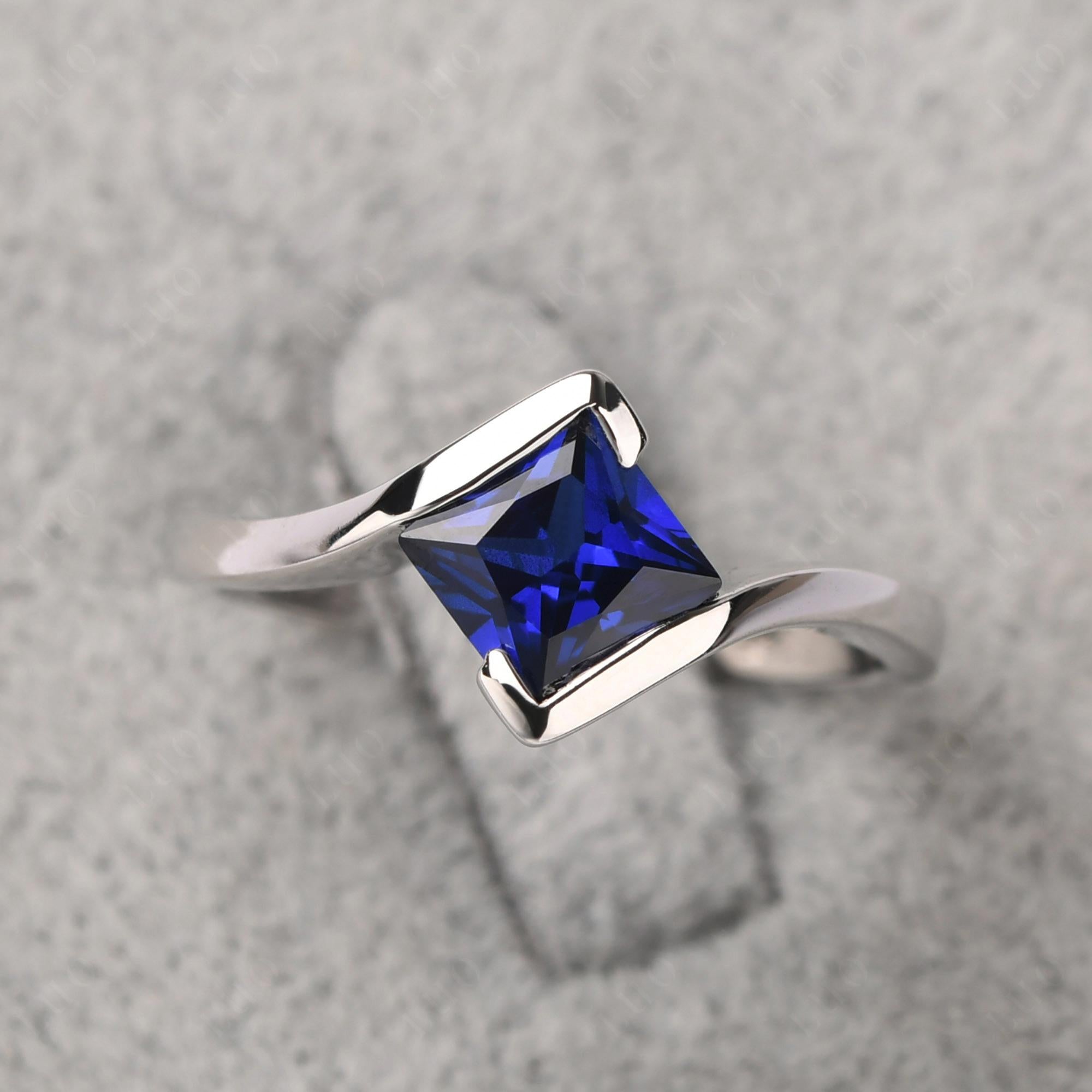 Princess Cut Sapphire Bypass Ring - LUO Jewelry
