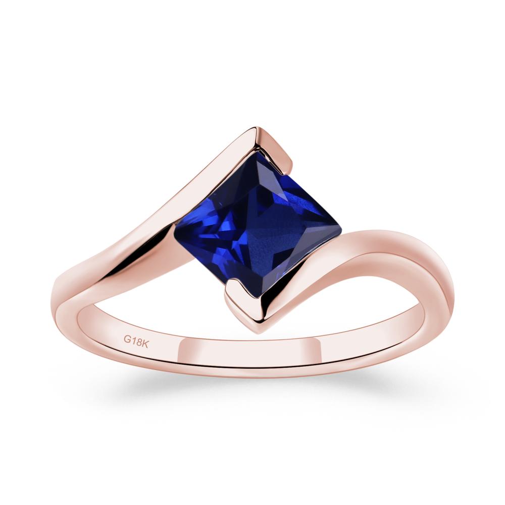 Princess Cut Sapphire Bypass Ring - LUO Jewelry #metal_18k rose gold