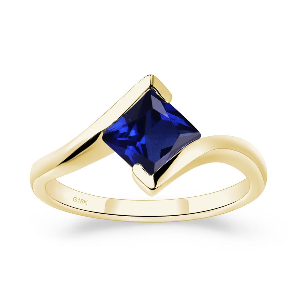 Princess Cut Sapphire Bypass Ring - LUO Jewelry #metal_18k yellow gold