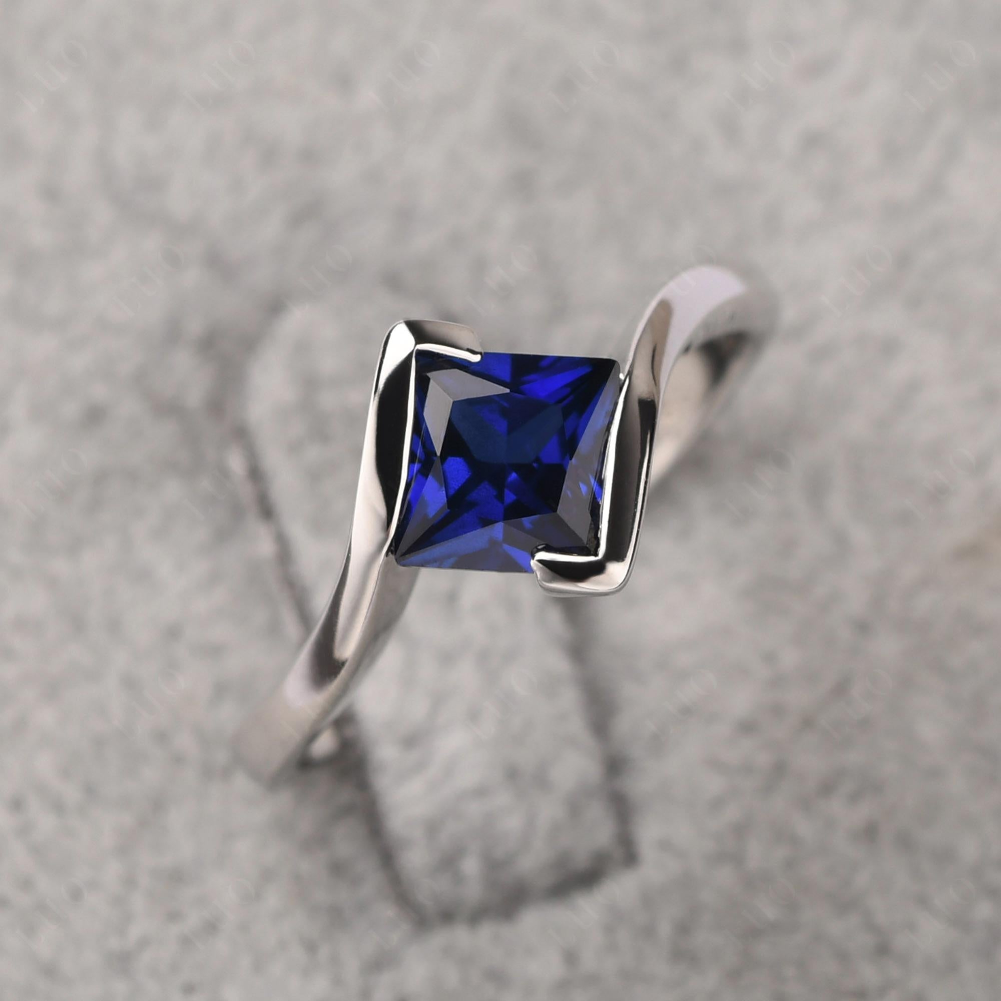 Princess Cut Sapphire Bypass Ring - LUO Jewelry