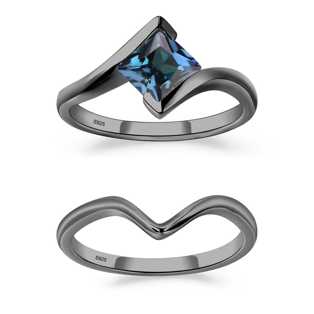 Princess Cut Alexandrite Bypass Ring - LUO Jewelry #metal_xxxxx