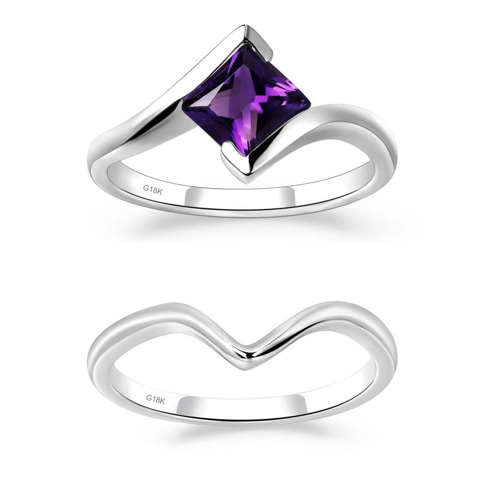 Amethyst Tension Setting Ring - LUO Jewelry #metal_xxxxx