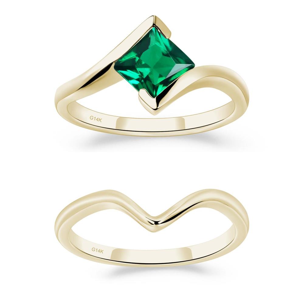 Emerald Tension Setting Ring - LUO Jewelry #metal_xxxxx