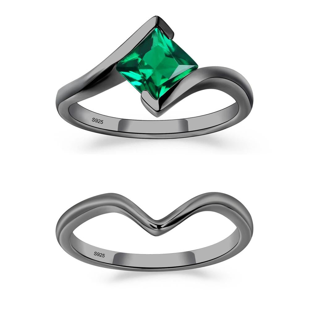 Emerald Tension Setting Ring - LUO Jewelry #metal_xxxxx