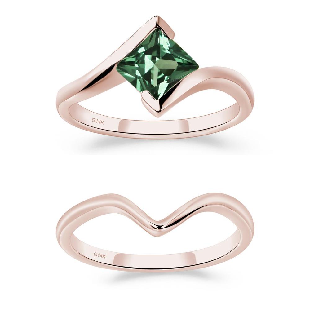 Princess Cut Green Sapphire Bypass Ring - LUO Jewelry #metal_xxxxx