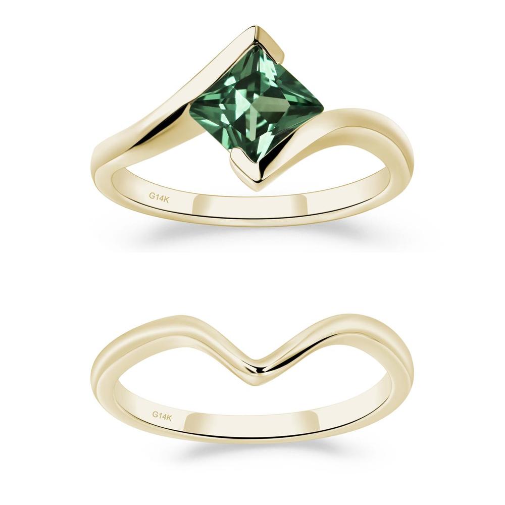 Princess Cut Green Sapphire Bypass Ring - LUO Jewelry #metal_xxxxx