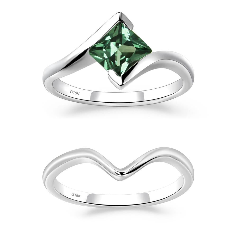 Princess Cut Green Sapphire Bypass Ring - LUO Jewelry #metal_xxxxx