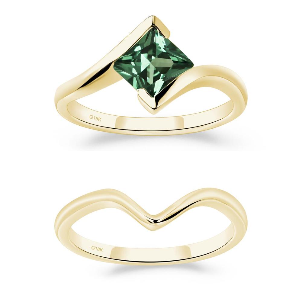 Princess Cut Green Sapphire Bypass Ring - LUO Jewelry #metal_xxxxx