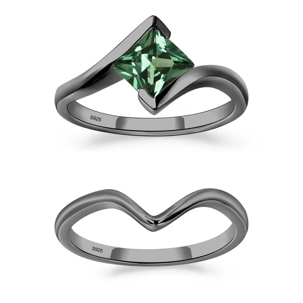 Princess Cut Green Sapphire Bypass Ring - LUO Jewelry #metal_xxxxx