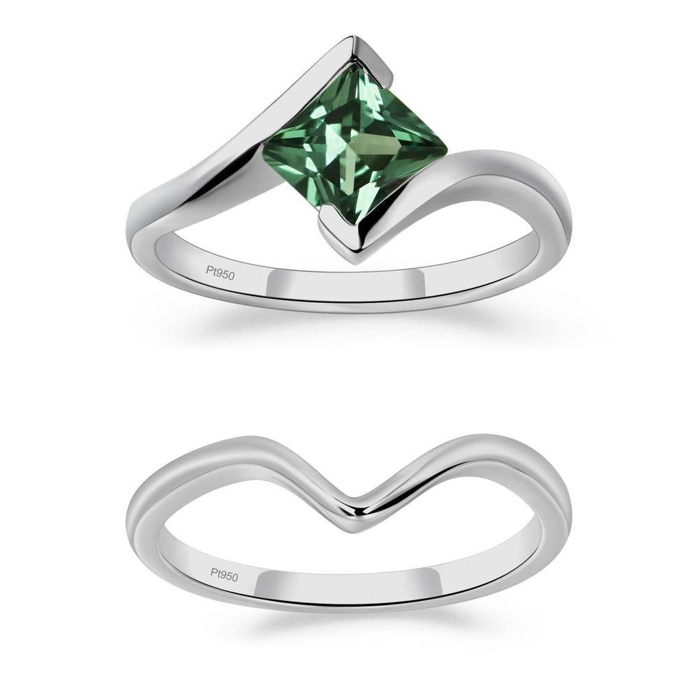 Princess Cut Green Sapphire Bypass Ring - LUO Jewelry #metal_xxxxx