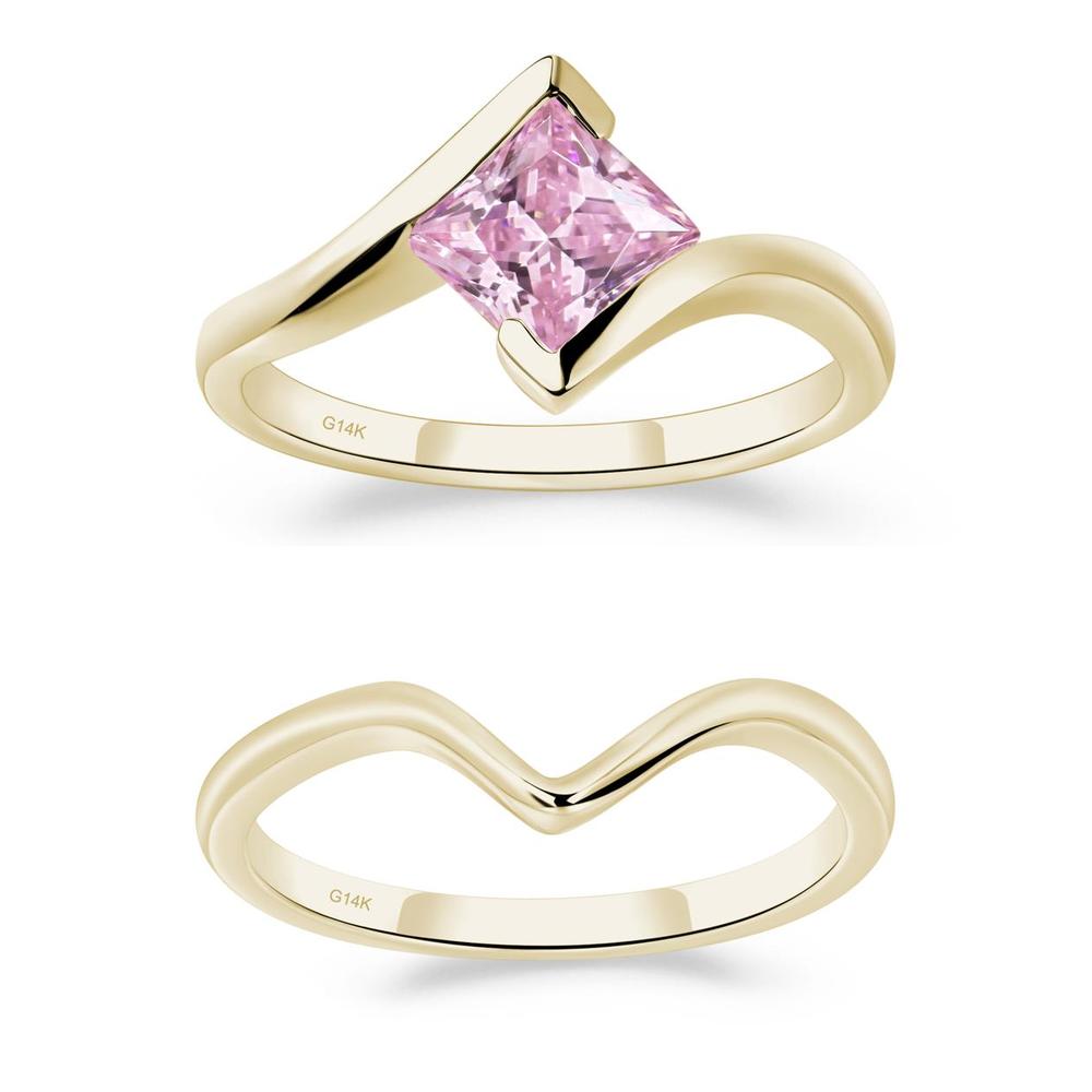 Pink Cubic Zirconia Tension Engagement Ring - LUO Jewelry #metal_xxxxx
