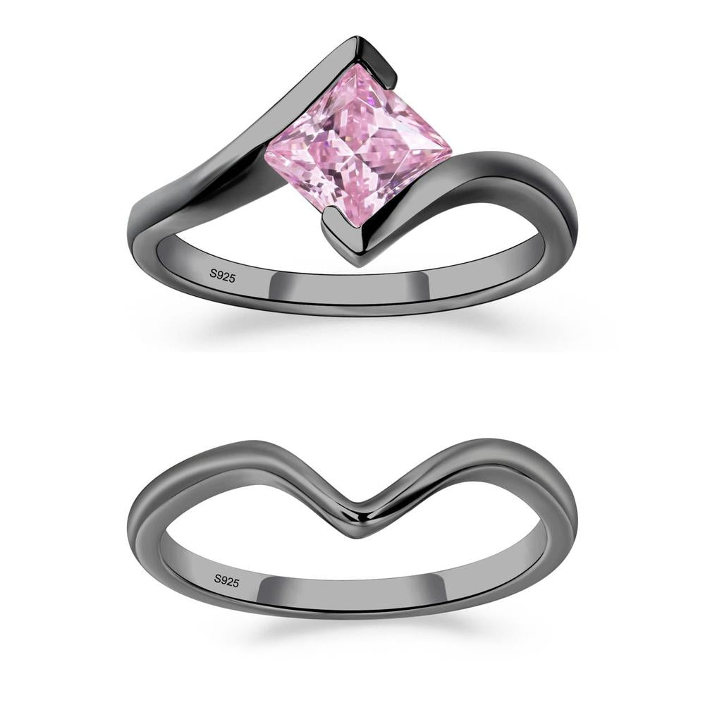 Pink Cubic Zirconia Tension Engagement Ring - LUO Jewelry #metal_xxxxx