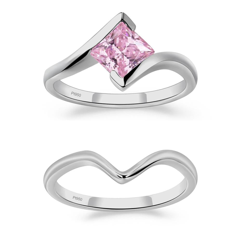Pink Cubic Zirconia Tension Engagement Ring - LUO Jewelry #metal_xxxxx