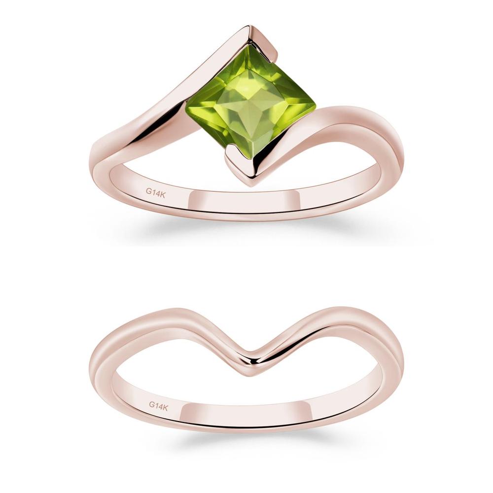 Princess Cut Peridot Bypass Ring - LUO Jewelry #metal_xxxxx