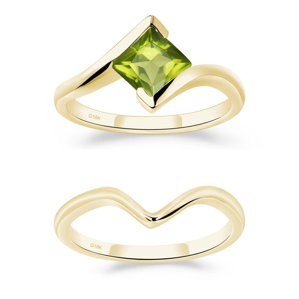 Princess Cut Peridot Bypass Ring - LUO Jewelry #metal_xxxxx