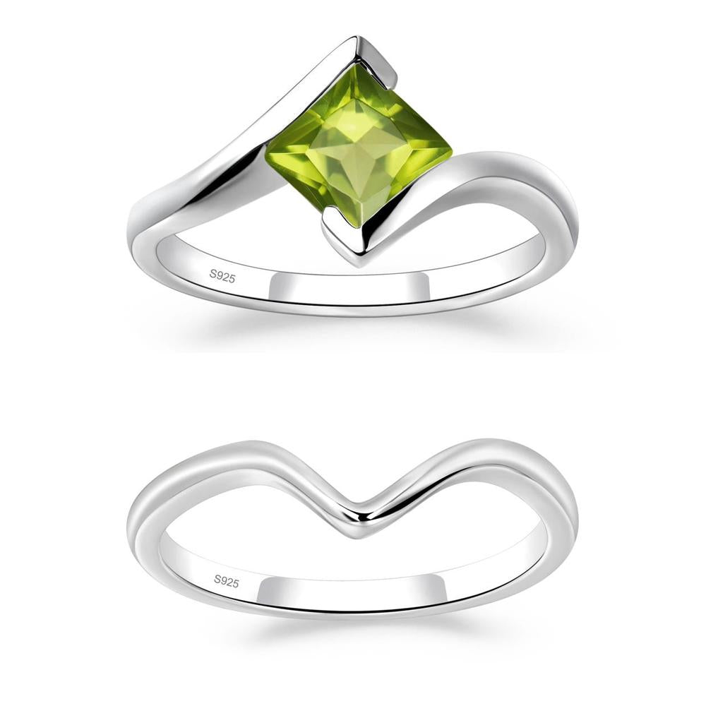 Princess Cut Peridot Bypass Ring - LUO Jewelry #metal_xxxxx
