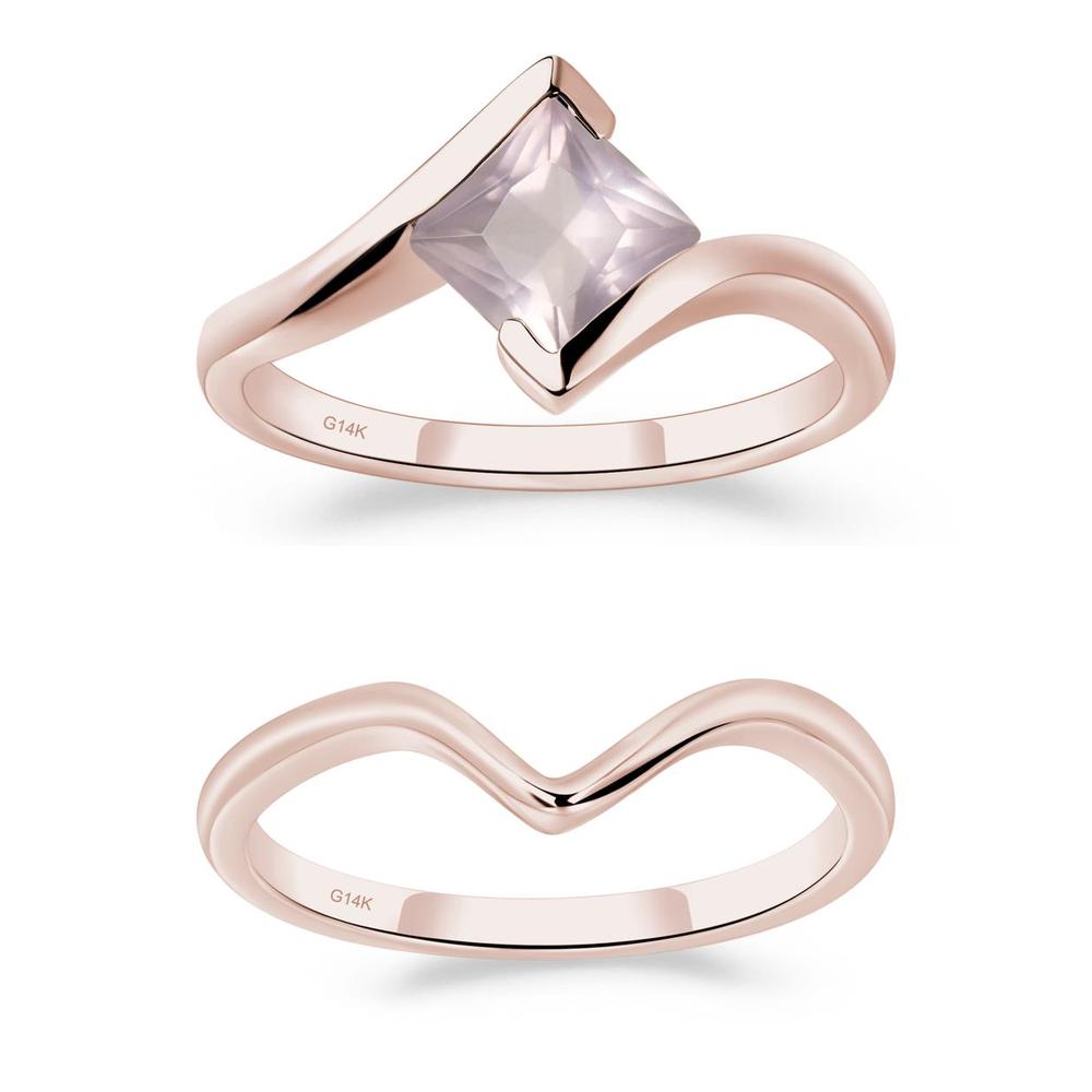Rose Quartz Tension Setting Ring - LUO Jewelry #metal_xxxxx