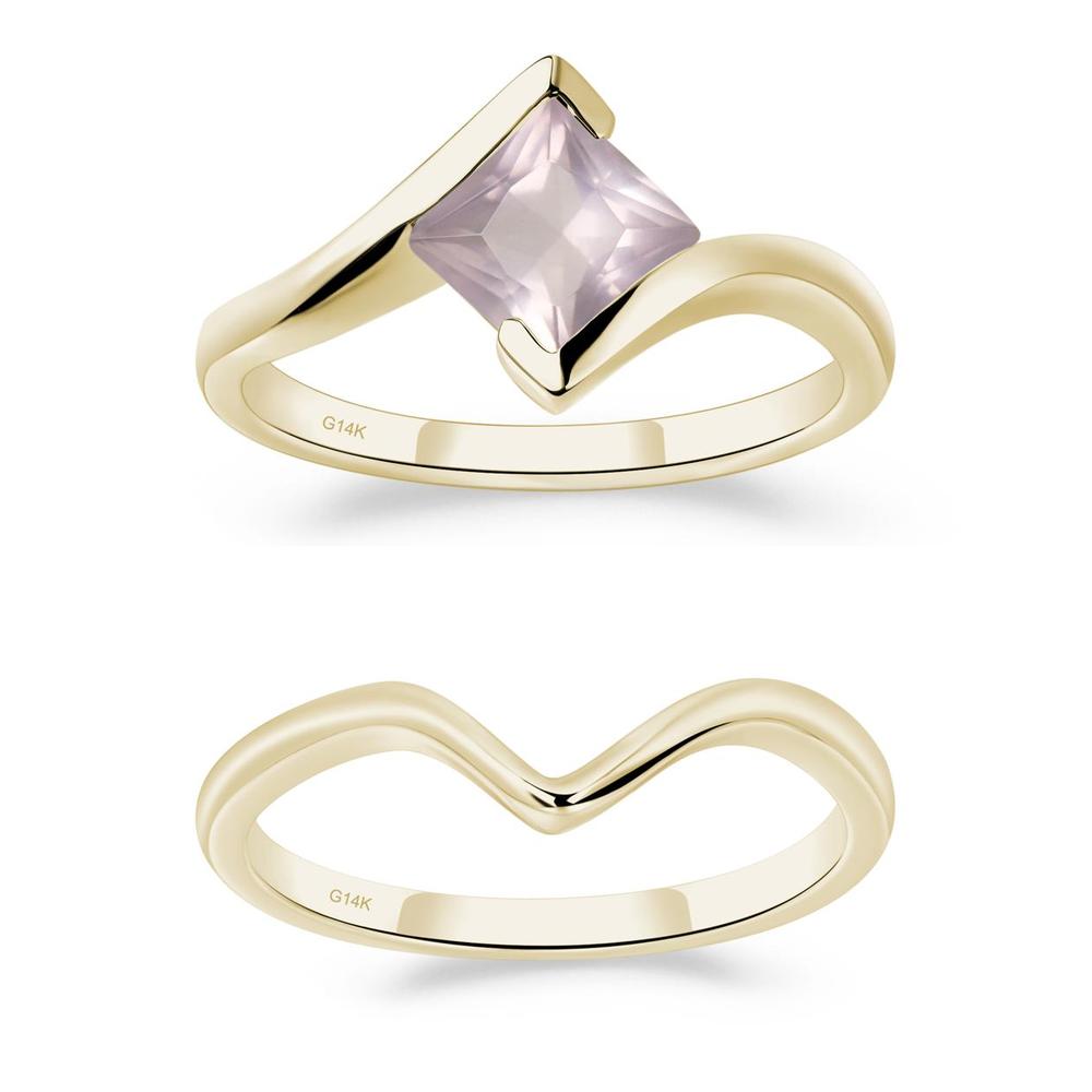 Rose Quartz Tension Setting Ring - LUO Jewelry #metal_xxxxx