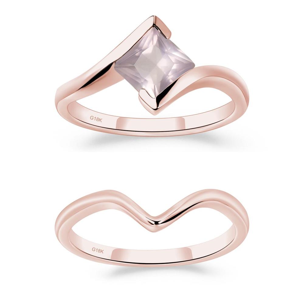 Rose Quartz Tension Setting Ring - LUO Jewelry #metal_xxxxx