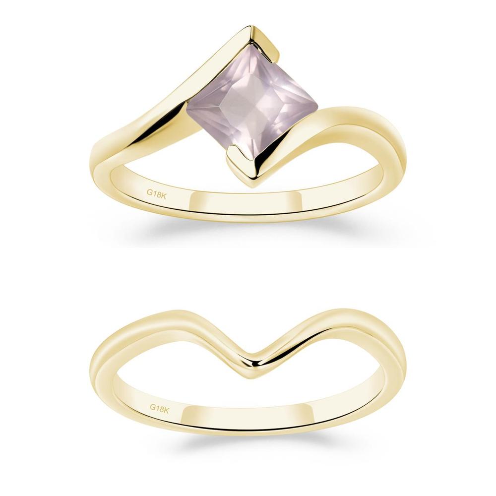 Rose Quartz Tension Setting Ring - LUO Jewelry #metal_xxxxx