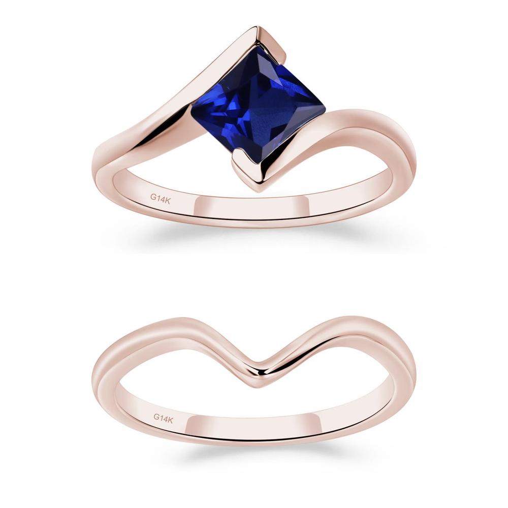 Princess Cut Sapphire Bypass Ring - LUO Jewelry #metal_xxxxx
