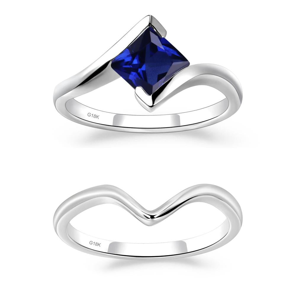 Princess Cut Sapphire Bypass Ring - LUO Jewelry #metal_xxxxx