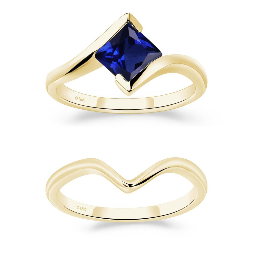 Princess Cut Sapphire Bypass Ring - LUO Jewelry #metal_xxxxx