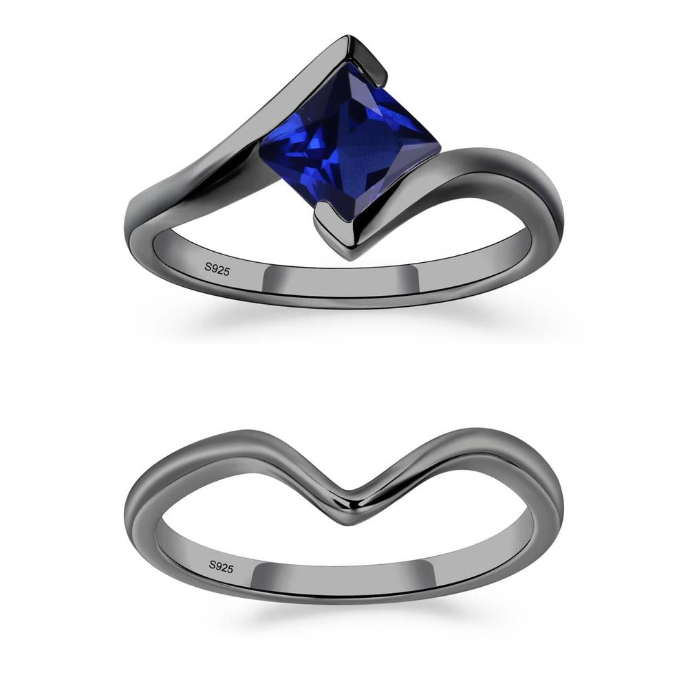 Princess Cut Sapphire Bypass Ring - LUO Jewelry #metal_xxxxx