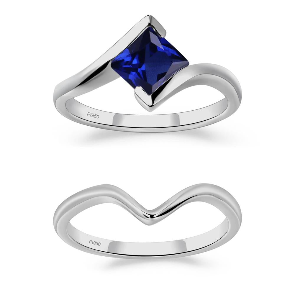 Princess Cut Sapphire Bypass Ring - LUO Jewelry #metal_xxxxx